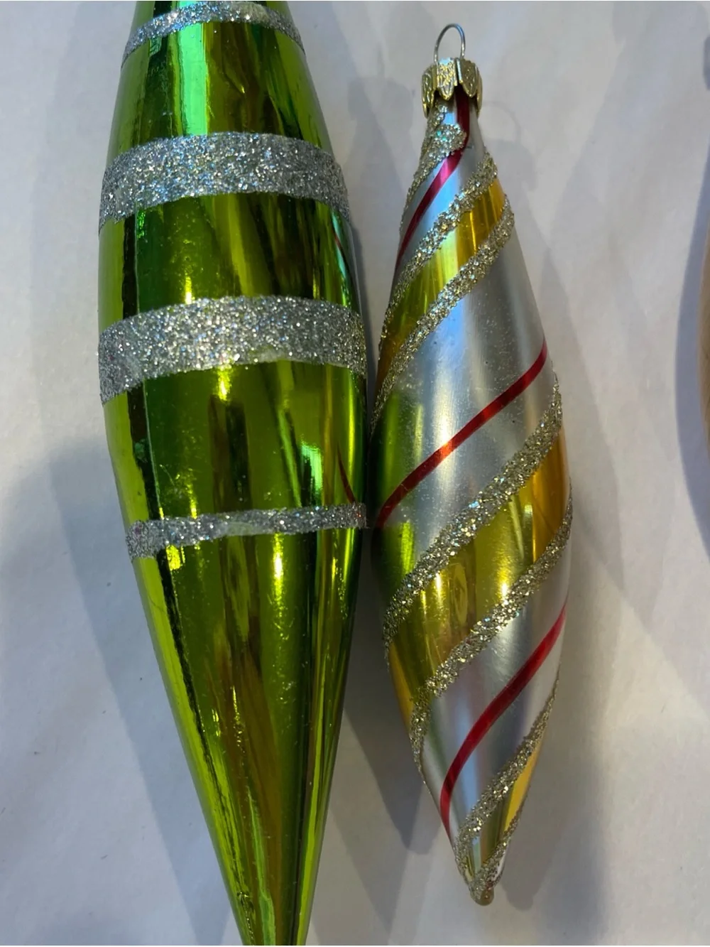 Lot of 3 Vintage Tall/Long/Skinny Teardrop Icicle Glass Christmas Ornaments